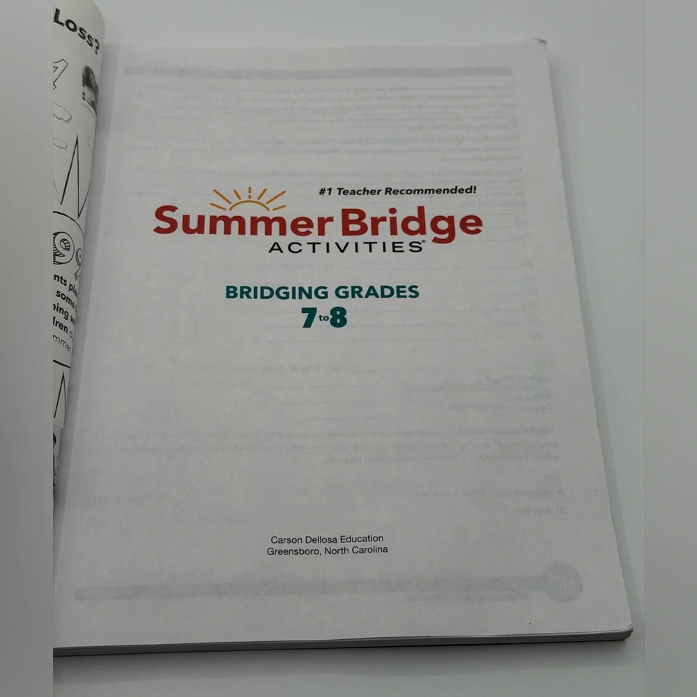 Summer Bridge Activities Grades 7 - 8 Homeschool Workbook - (Paperback 2015) New